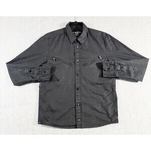 Lip Service Shirt Mens Medium Black Punk Snap Button Zip Pockets Long Sleeve